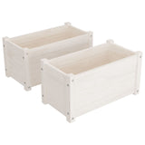 Garden Planters 2 pcs White 60x31x31 cm Solid Pinewood - Front View