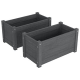 Garden Planters 2 pcs Grey 60x31x31 cm Solid Pinewood - Front View
