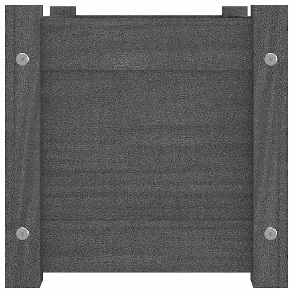 Garden Planters 2 pcs Grey 60x31x31 cm Solid Pinewood