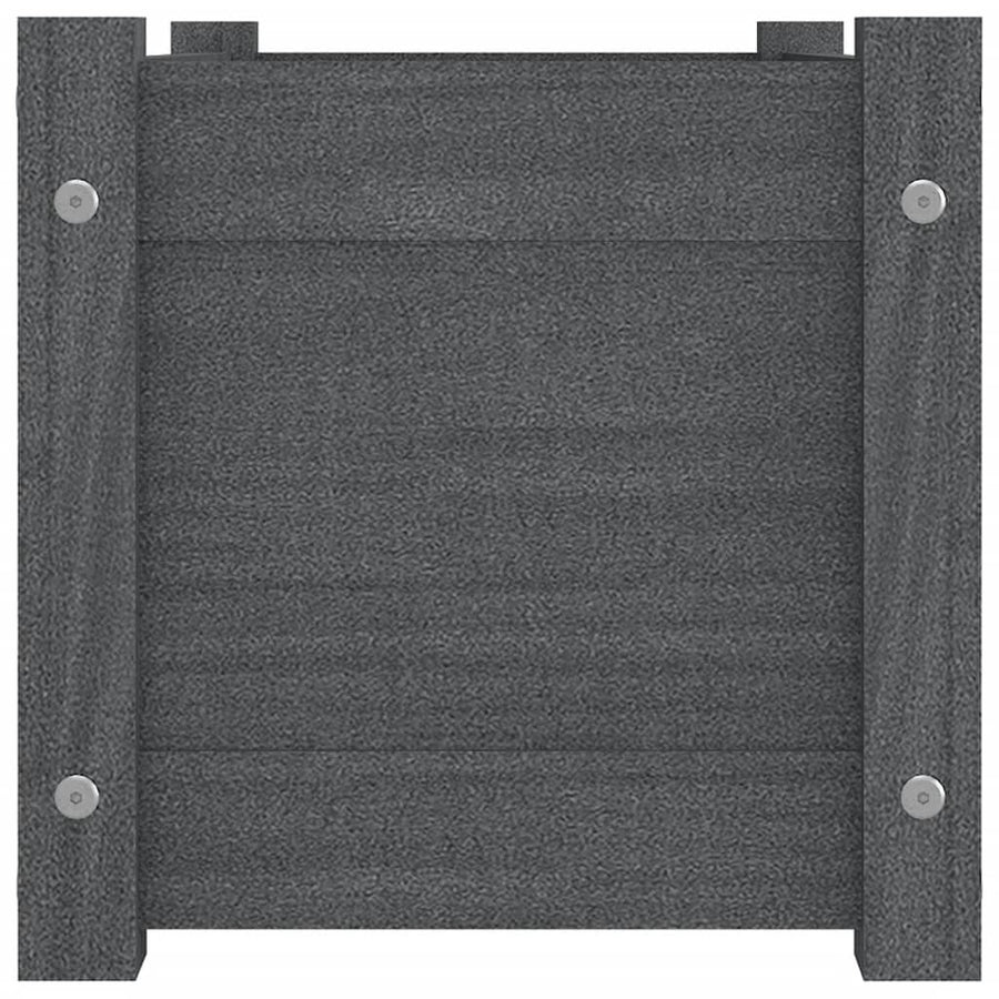 Garden Planters 2 pcs Grey 60x31x31 cm Solid Pinewood