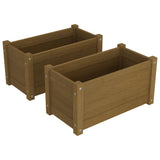 Garden Planters 2 pcs Honey Brown 60x31x31 cm Solid Pinewood - Front View