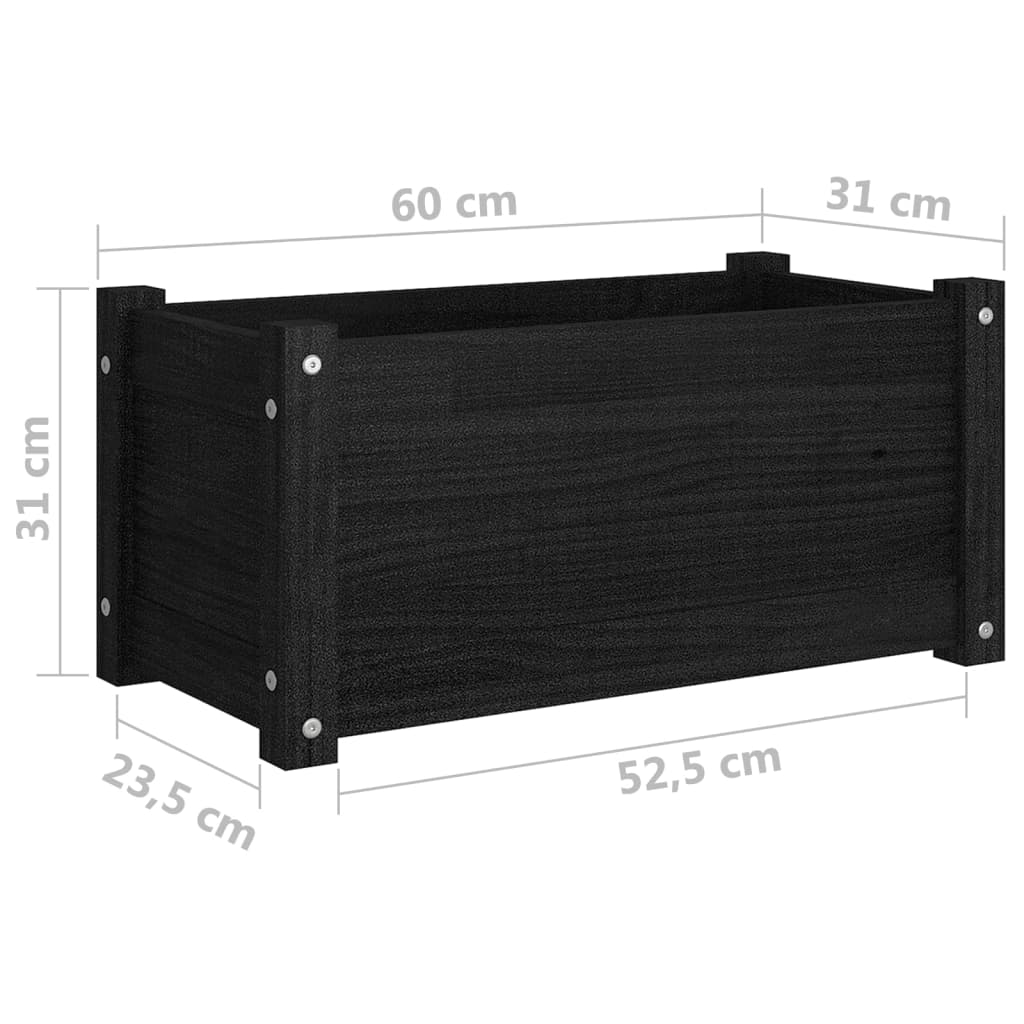 Garden Planter Black 60x31x31 cm Solid Pinewood