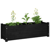 Garden Planter Black 100x31x31 cm Solid Pinewood - Rear View