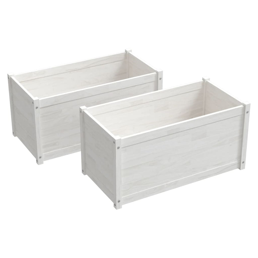 Garden Planters 2 pcs White 100x50x50 cm Solid Pinewood