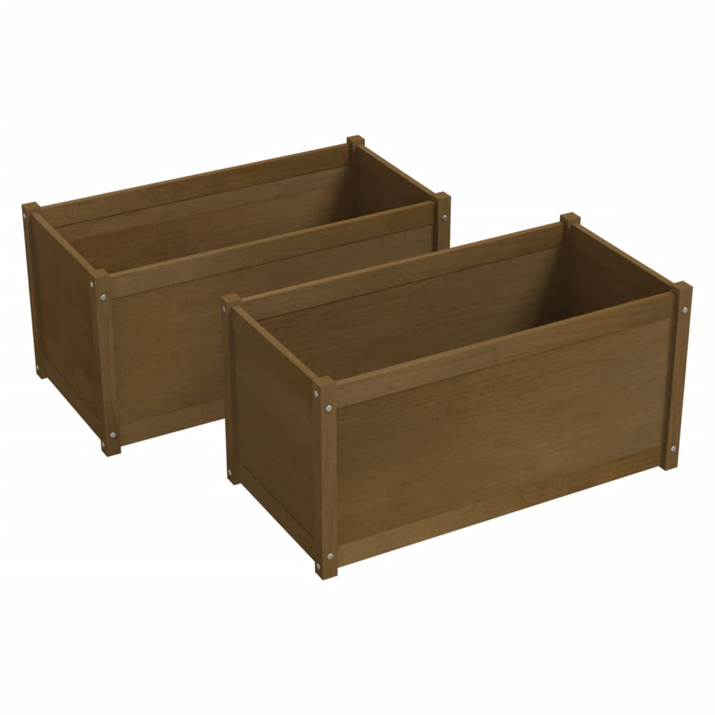 Garden Planters 2 pcs Honey Brown 100x50x50cm Solid Pinewood