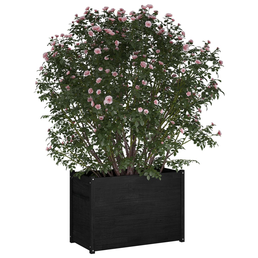 Garden Planter Black 100x50x70 cm Solid Pinewood