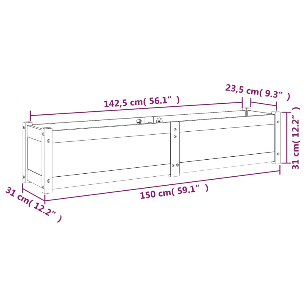 Garden Raised Bed 150x31x31 cm Solid Pinewood