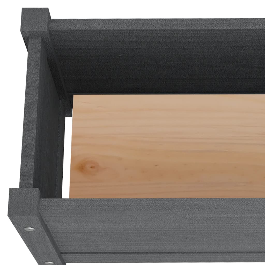 Garden Raised Beds 2 pcs Grey 150x31x31 cm Solid Pinewood