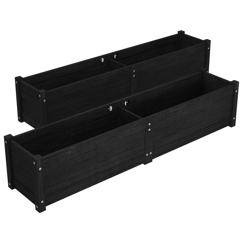 Garden Raised Beds 2 pcs Black 150x31x31 cm Solid Pinewood