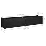 Garden Raised Beds 2 pcs Black 150x31x31 cm Solid Pinewood