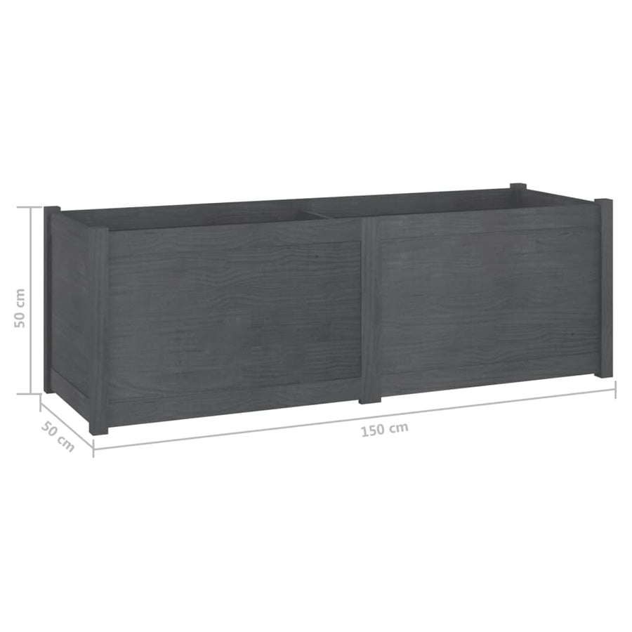 Garden Planter Grey 150x50x50 cm Solid Pinewood