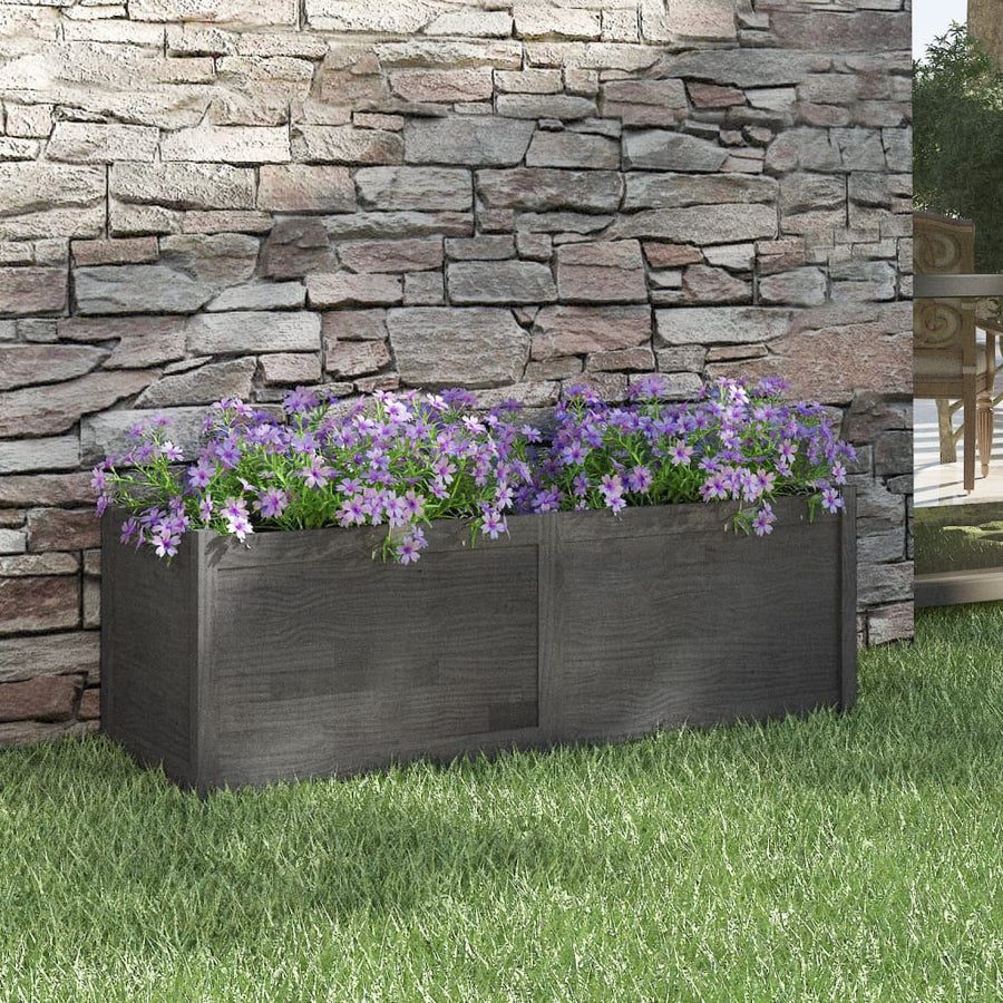 Garden Planter Grey 150x50x50 cm Solid Pinewood