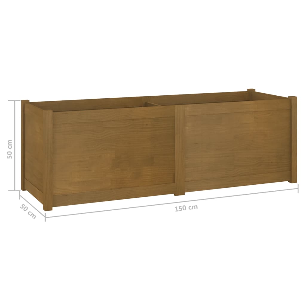 Garden Planter Honey Brown 150x50x50 cm Solid Pinewood