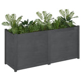 Garden Planter Grey 150x50x70 cm Solid Pinewood - Rear View