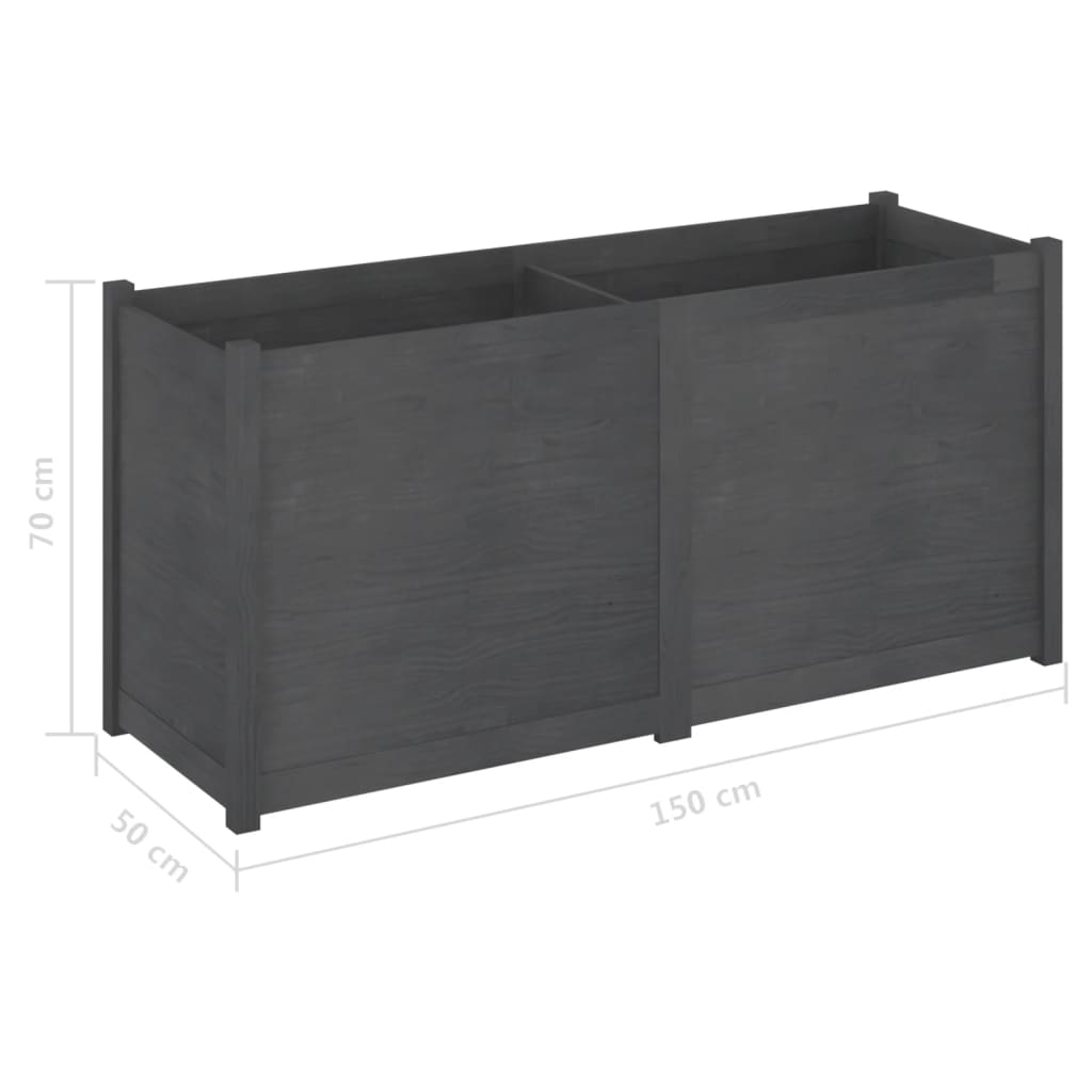 Garden Planter Grey 150x50x70 cm Solid Pinewood