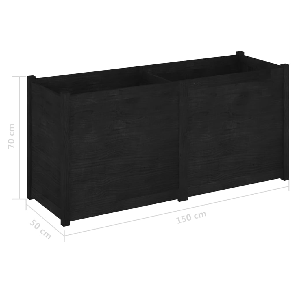 Garden Planter Black 150x50x70 cm Solid Pinewood