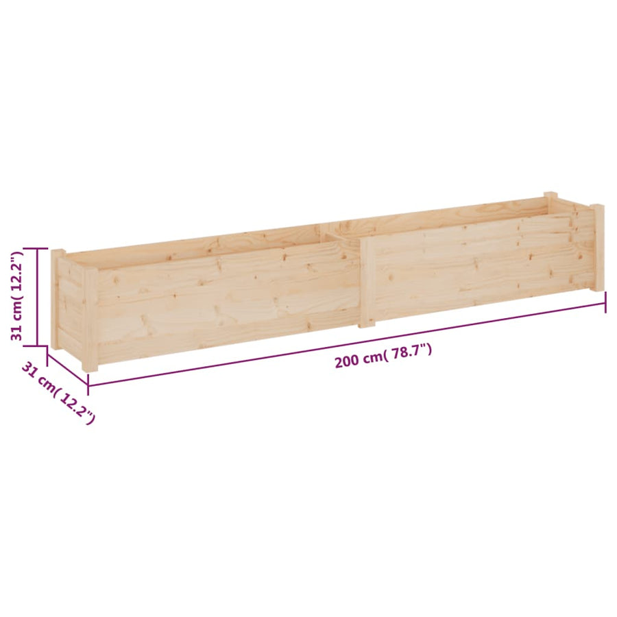 Garden Planters 2 pcs 200x31x31 cm Solid Pinewood