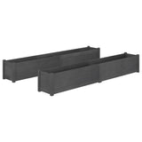 Garden Planters 2 pcs Grey 200x31x31 cm Solid Pinewood - Front View
