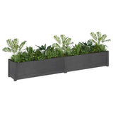 Garden Planters 2 pcs Grey 200x31x31 cm Solid Pinewood - Side View