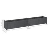 Garden Planters 2 pcs Grey 200x31x31 cm Solid Pinewood - Low Angle