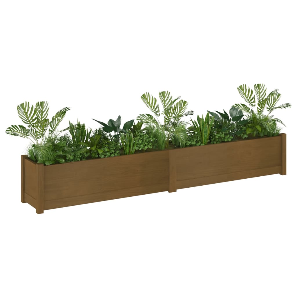 Garden Planters 2 pcs Honey Brown 200x31x31 cm Solid Pinewood