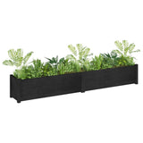 Garden Planters 2 pcs Black 200x31x31 cm Solid Wood Pine - Side View