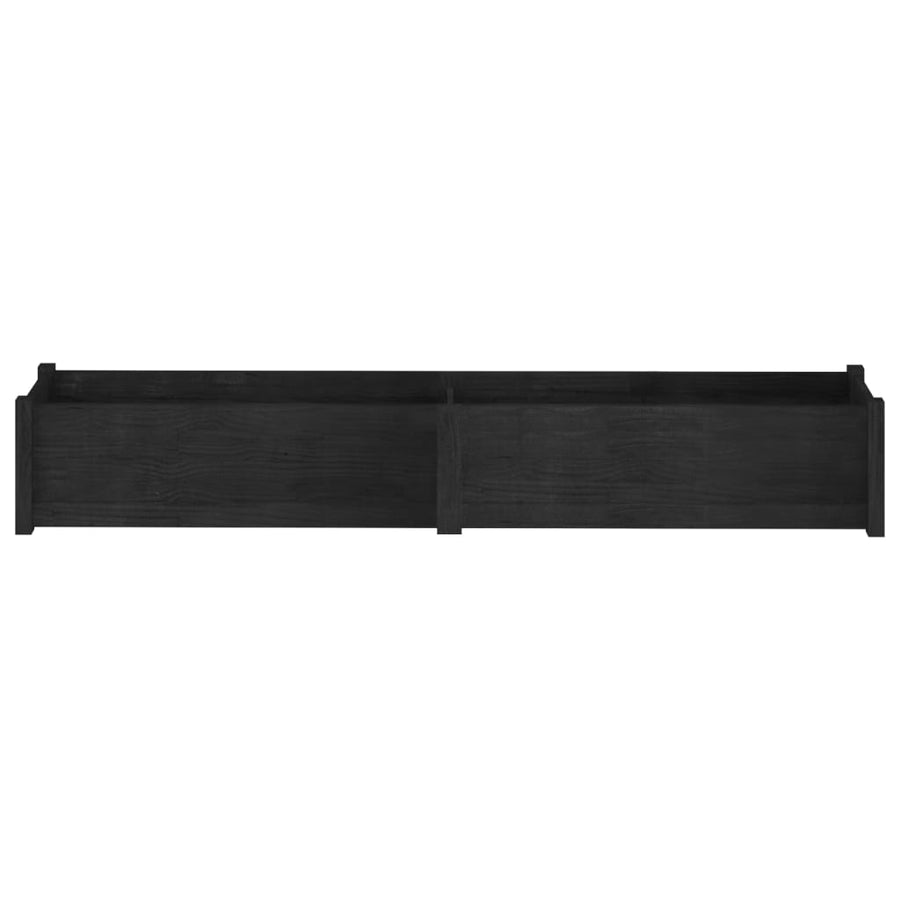Garden Planters 2 pcs Black 200x31x31 cm Solid Wood Pine