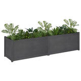 Garden Planter Grey 200x50x50 cm Solid Pinewood - Side View