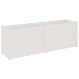 Garden Planter White 200x50x70 cm Solid Wood Pine - Front View