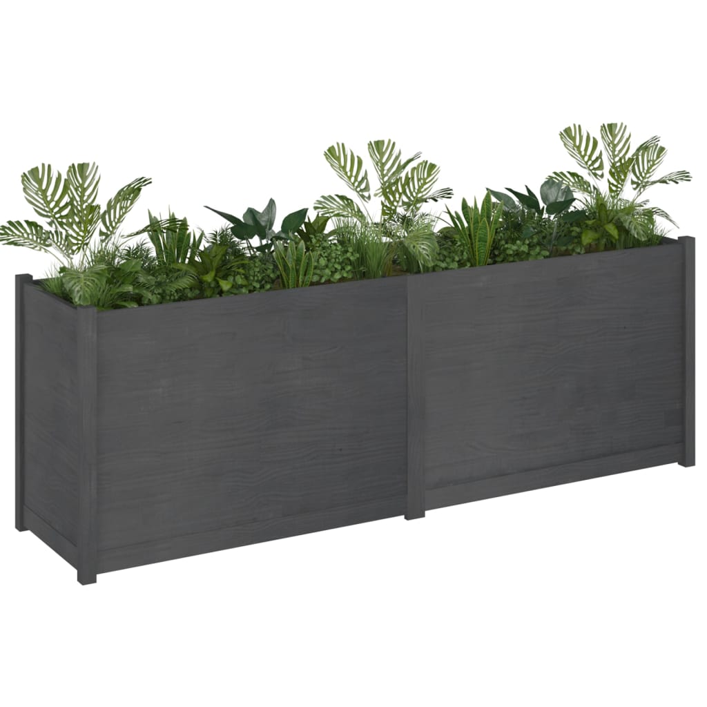 Garden Planter Grey 200x50x70 cm Solid Pinewood