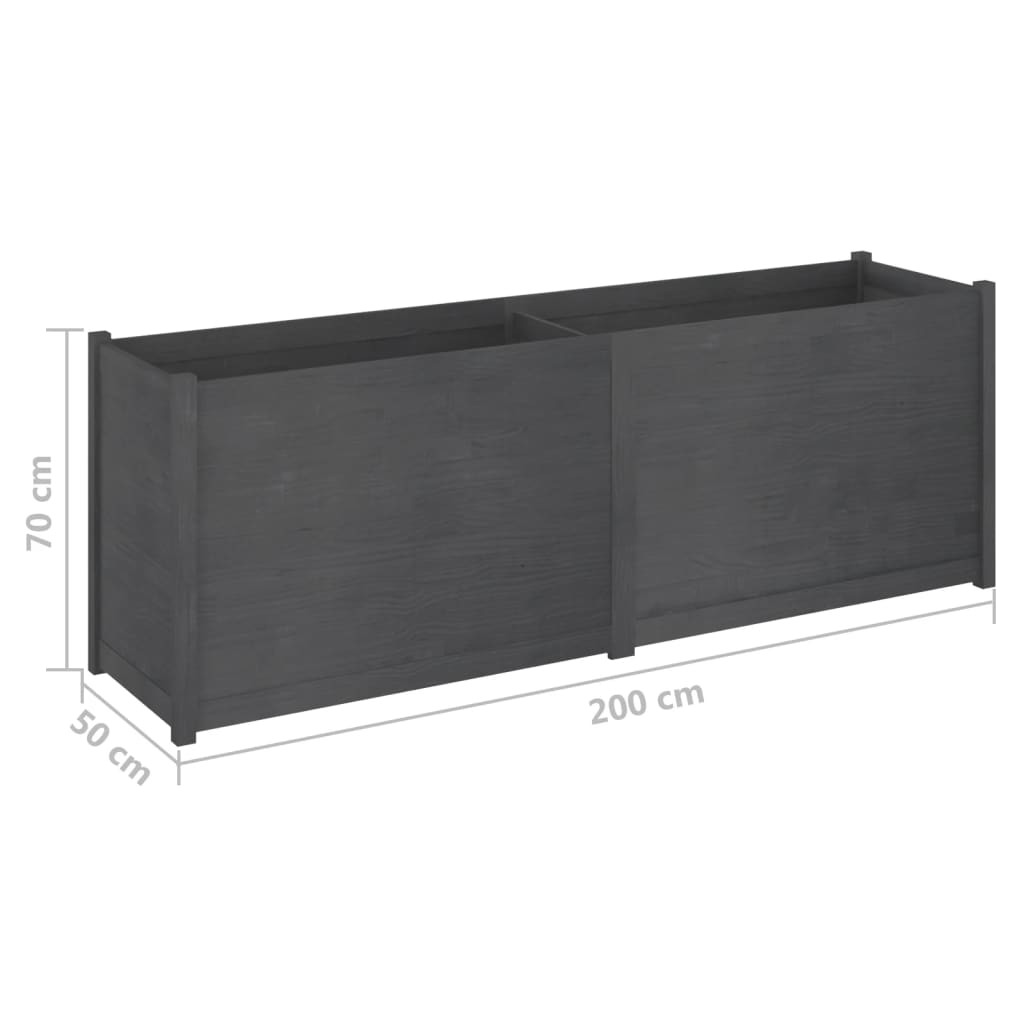Garden Planter Grey 200x50x70 cm Solid Pinewood