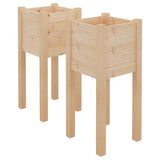 Garden Planters 2 pcs 31x31x70 cm Solid Pinewood - Front View