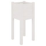 Garden Planter White 31x31x70 cm Solid Pinewood - Front View