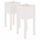 Garden Planters 2 pcs White 31x31x70 cm Solid Pinewood - Front View