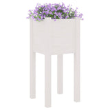 Garden Planters 2 pcs White 31x31x70 cm Solid Pinewood - Side View
