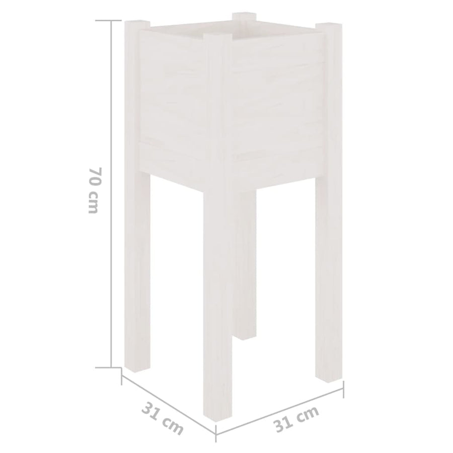 Garden Planters 2 pcs White 31x31x70 cm Solid Pinewood