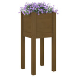 Garden Planter Honey Brown 31x31x70 cm Solid Pinewood - Side View