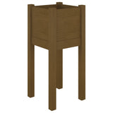 Garden Planters 2 pcs Honey Brown 31x31x70 cm Solid Pinewood - Top-Down View