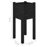 Garden Planters 2 pcs Black 31x31x70 cm Solid Pinewood - Close-Up Angle