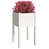 Garden Planter White 40x40x70 cm Solid Pinewood - Side View
