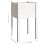Garden Planter White 40x40x70 cm Solid Pinewood - Close-Up Angle