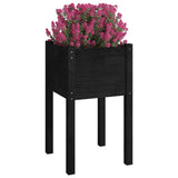 Garden Planter Black 40x40x70 cm Solid Pinewood - Side View