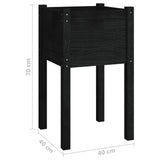 Garden Planter Black 40x40x70 cm Solid Pinewood - Close-Up Angle