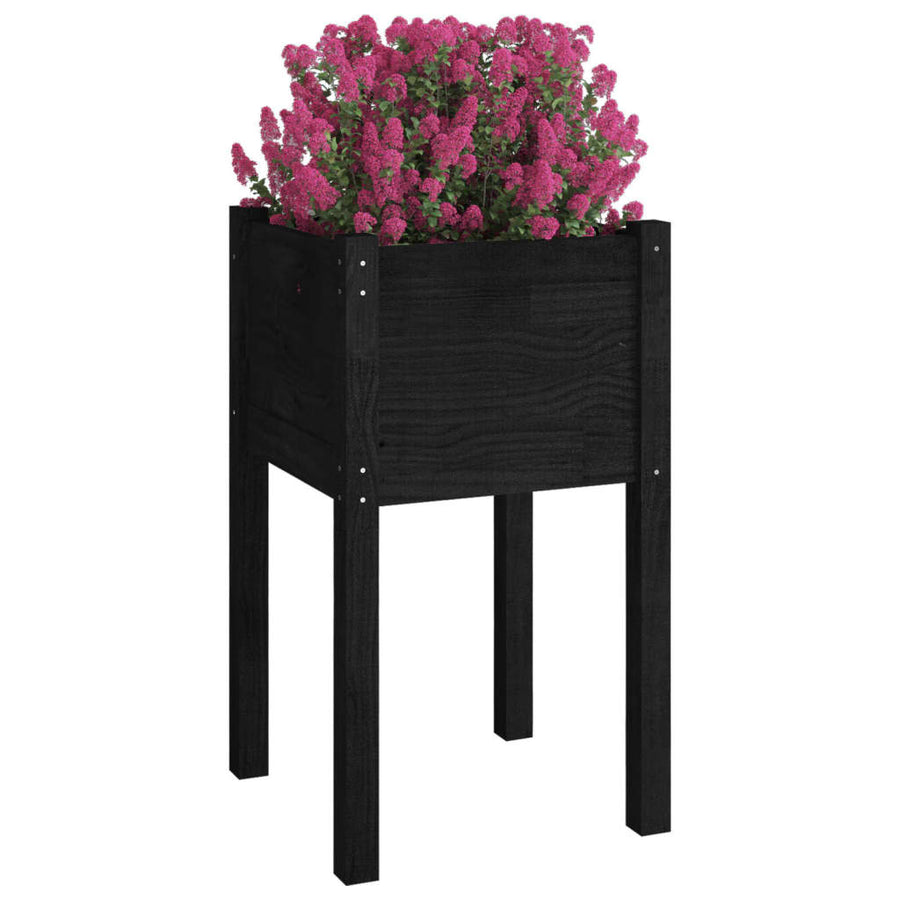 Garden Planters 2 pcs Black 40x40x70 cm Solid Pinewood