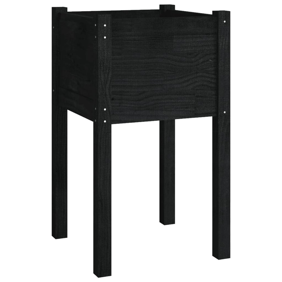 Garden Planters 2 pcs Black 40x40x70 cm Solid Pinewood