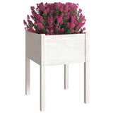 Garden Planters 2 pcs White 50x50x70 cm Solid Pinewood - Side View