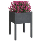 Garden Planters 2 pcs Grey 50x50x70 cm Solid Pinewood - Side View