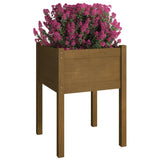 Garden Planter Honey Brown 50x50x70 cm Solid Pinewood - Side View