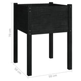 Garden Planter Black 50x50x70 cm Solid Pinewood - Close-Up Angle