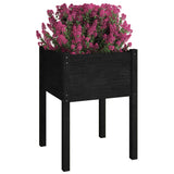 Garden Planters 2 pcs Black 50x50x70 cm Solid Pinewood - Side View